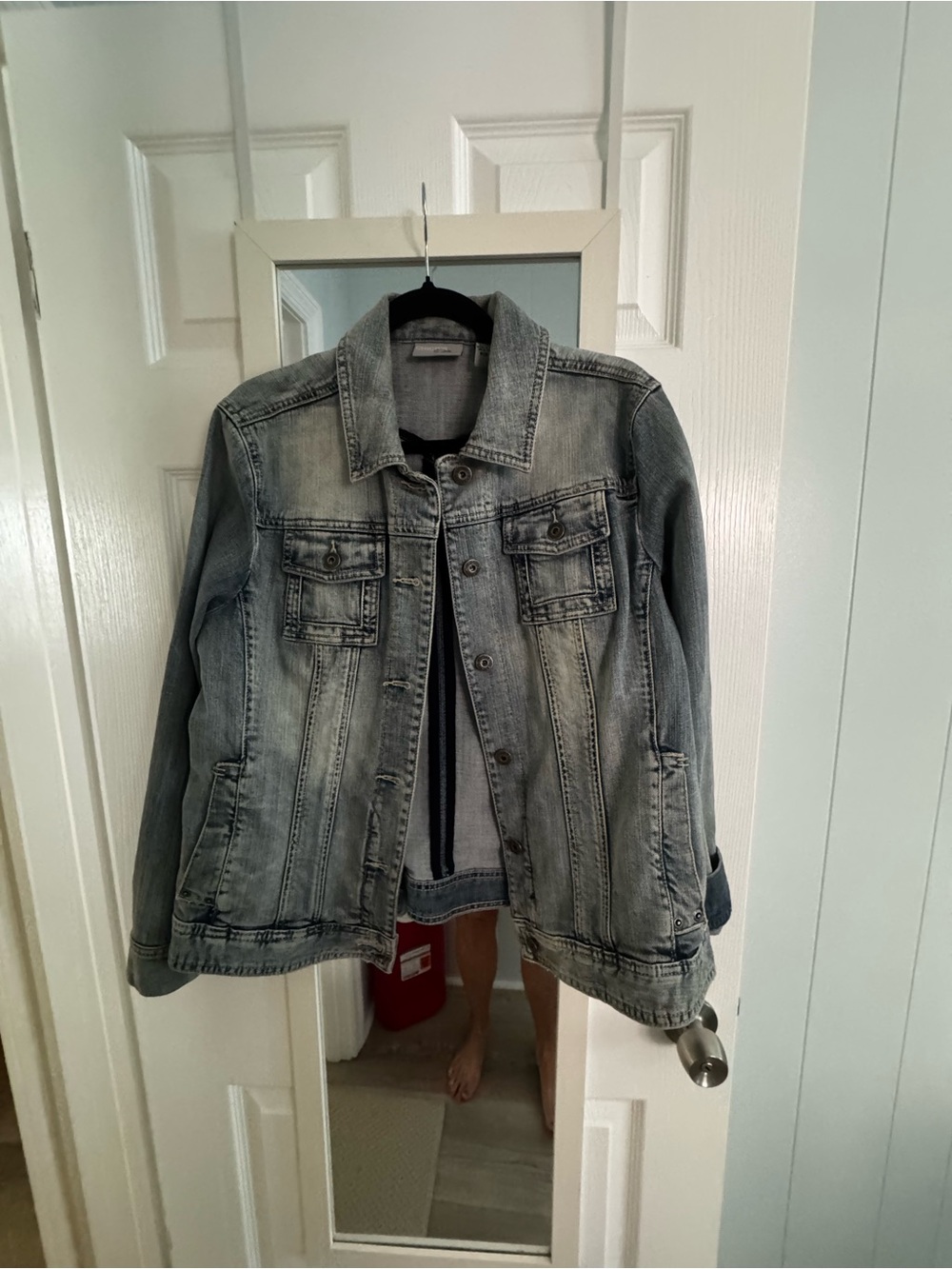 Chico’s Platinum Line, Light Wash Denim Jacket - Classic Jean Coat, Size 2